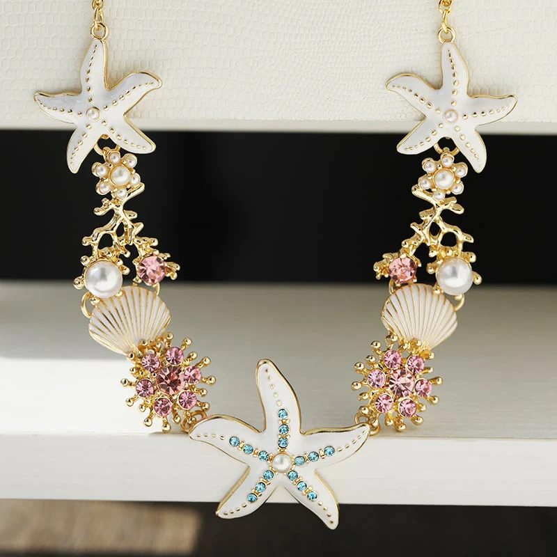 Beach Shell Starfish Coral Necklace & Bracelet & Earrings - Image 6