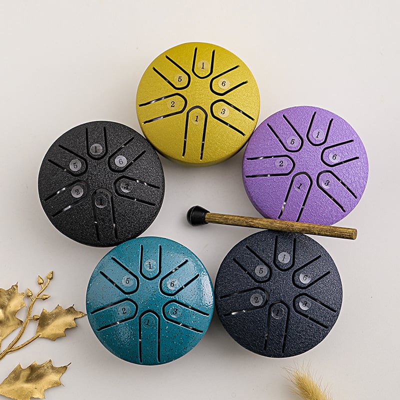 BUDDHA STONES MINI STEEL TONGUE DRUM 3 INCH SOUND HEALING DRUM KIT - Image 2