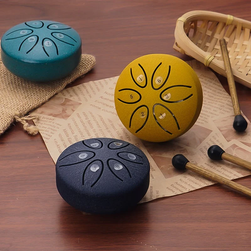BUDDHA STONES MINI STEEL TONGUE DRUM 3 INCH SOUND HEALING DRUM KIT - Image 3