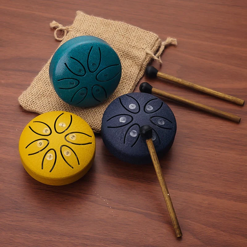BUDDHA STONES MINI STEEL TONGUE DRUM 3 INCH SOUND HEALING DRUM KIT - Image 4