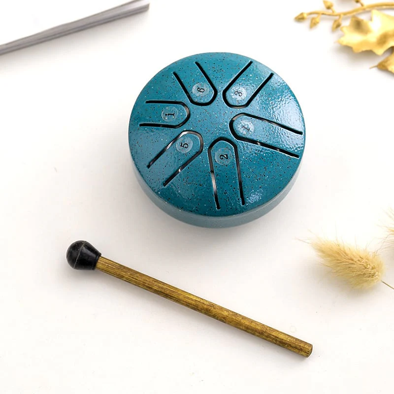 BUDDHA STONES MINI STEEL TONGUE DRUM 3 INCH SOUND HEALING DRUM KIT - Image 6