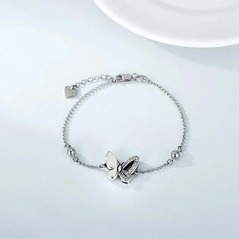 Butterfly Cremation Jewelry 925 Sterling Silver Urn Bracelet Ashes Keepsake Hair Memorial Link Chain Always in My Heart Locket for Women Mom - Image 3