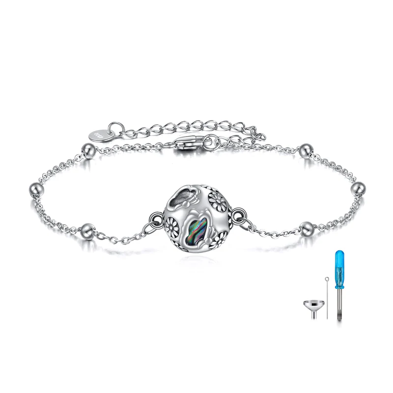 Butterfly Urn Bracelet for Ashes for Women Sterling Silver Cremation Butterfly Jewelry for Women Heart Urn