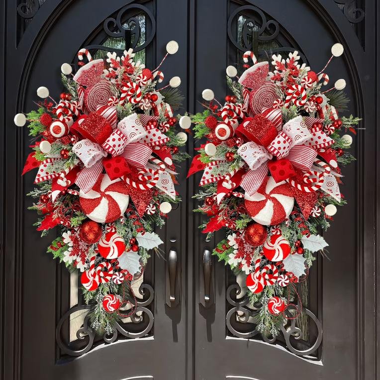 SALE 49% OFF-Candy Cane Christmas Wreath - Image 3