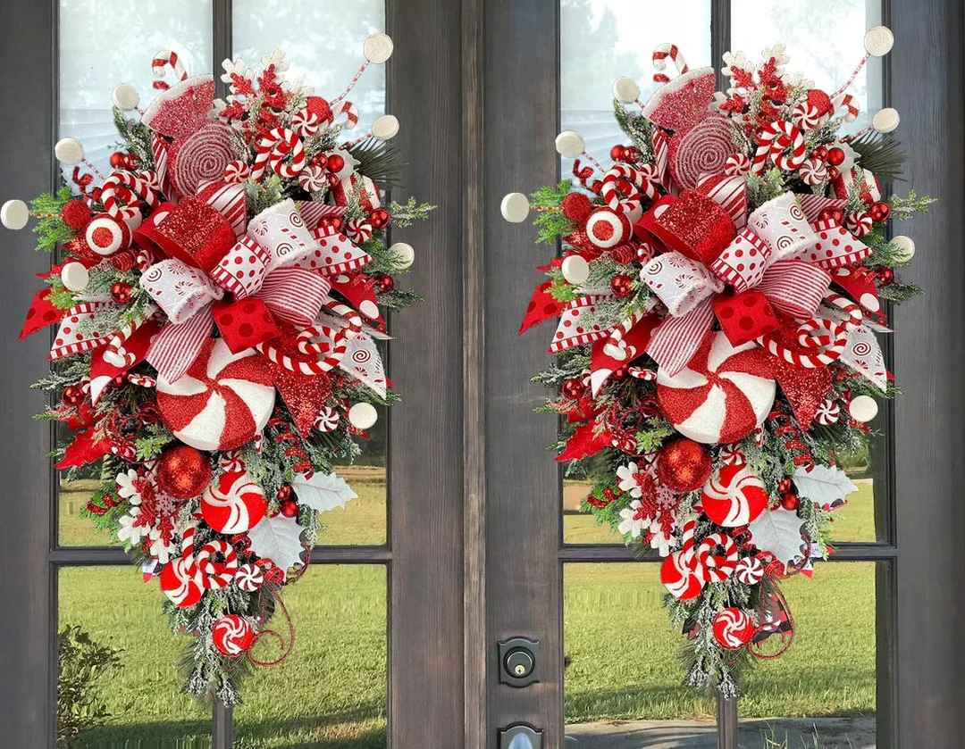 SALE 49% OFF-Candy Cane Christmas Wreath - Image 7