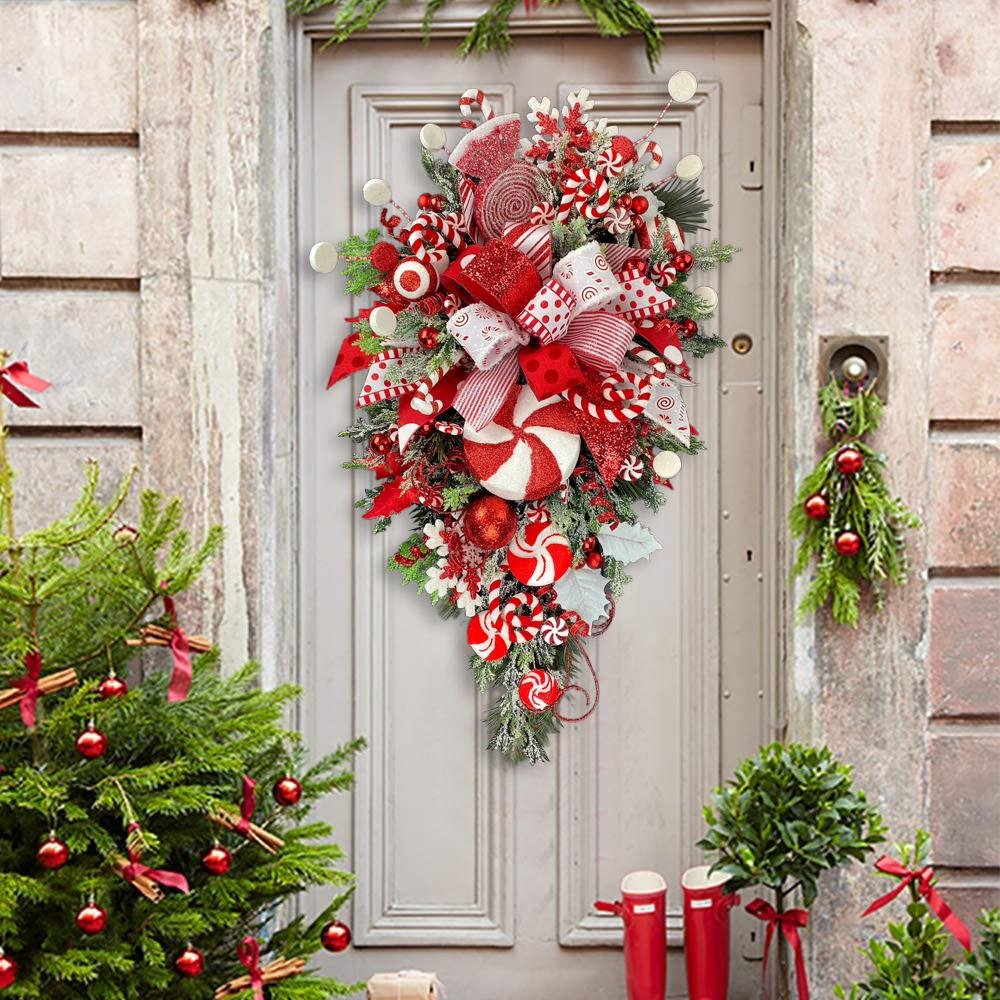 SALE 49% OFF-Candy Cane Christmas Wreath - Image 9