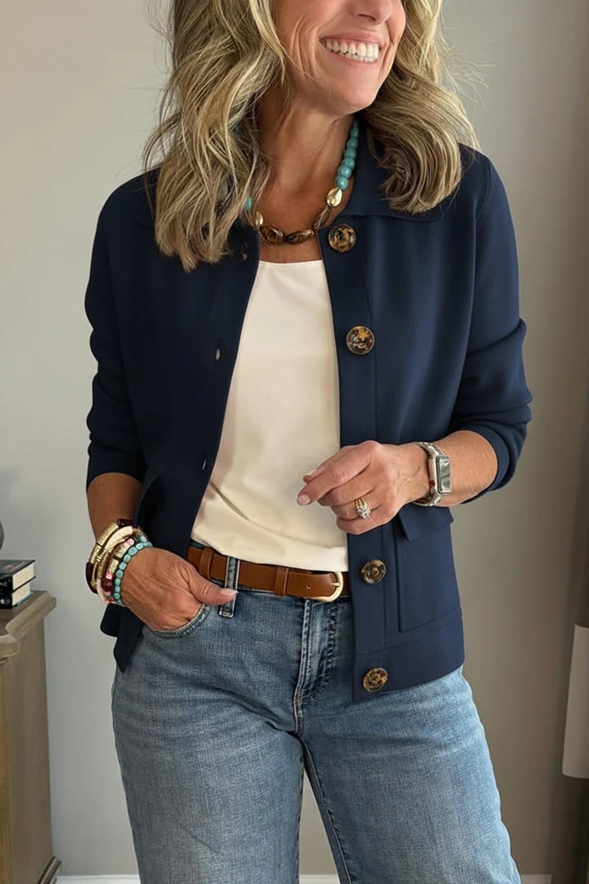 Casual Lapel Pocket Solid Color Jacket - Image 6