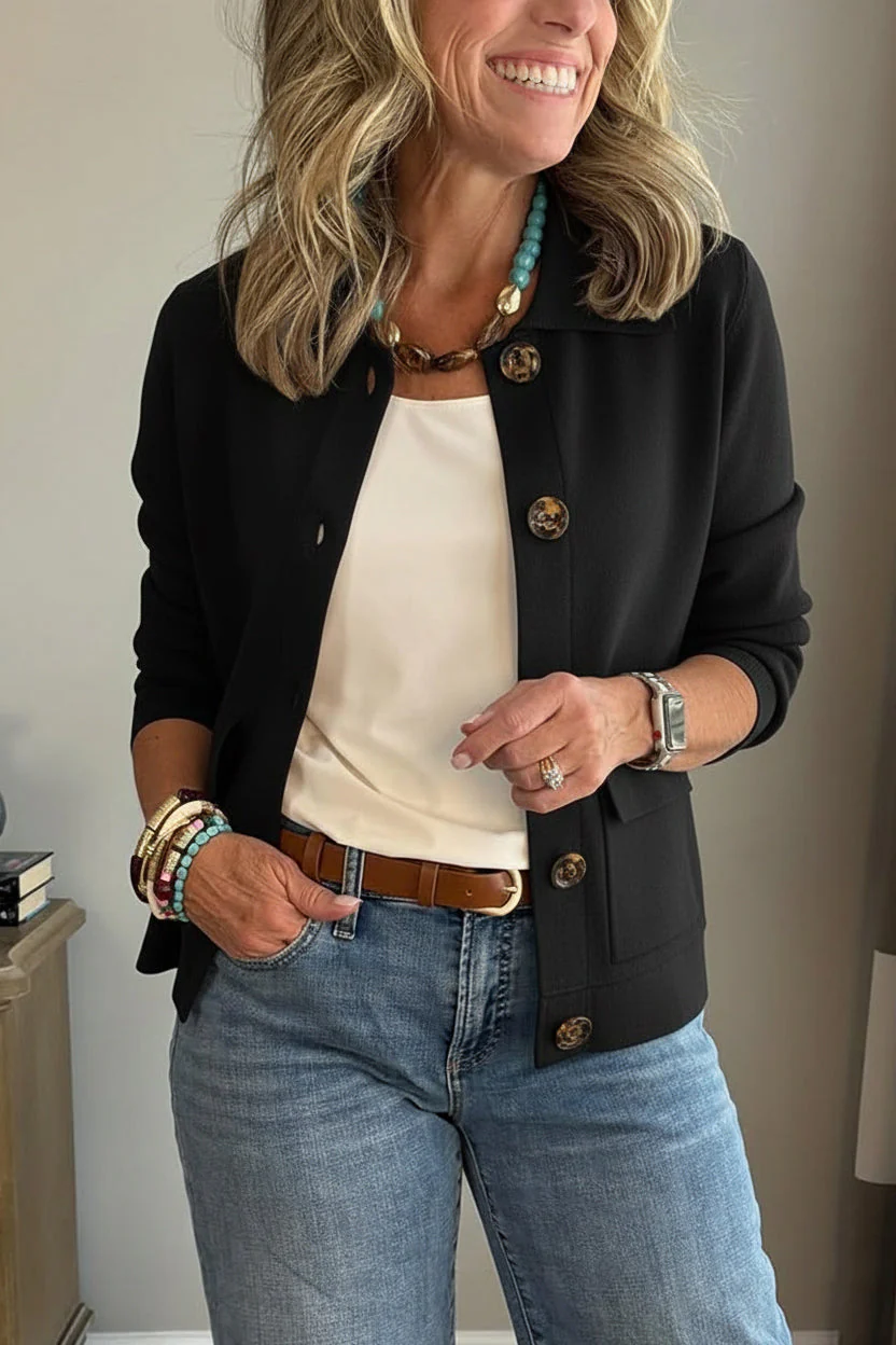 Casual Lapel Pocket Solid Color Jacket - Image 8