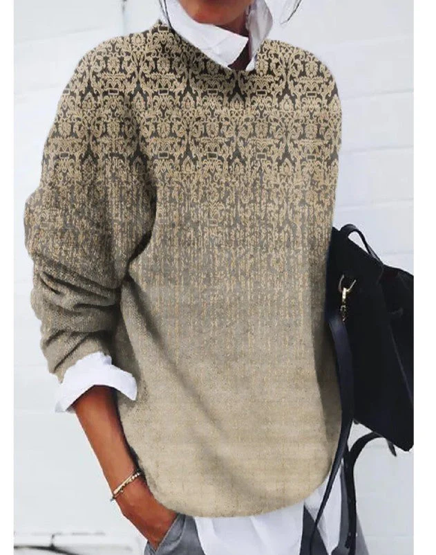 Casual Vintage Print Crew Neck Long Sleeve Sweatshirt - Image 2