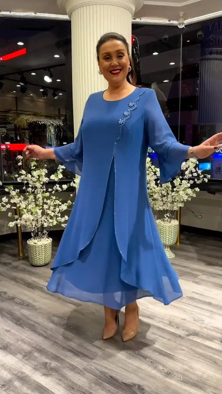 Women's chiffon solid color loose dress - Image 10