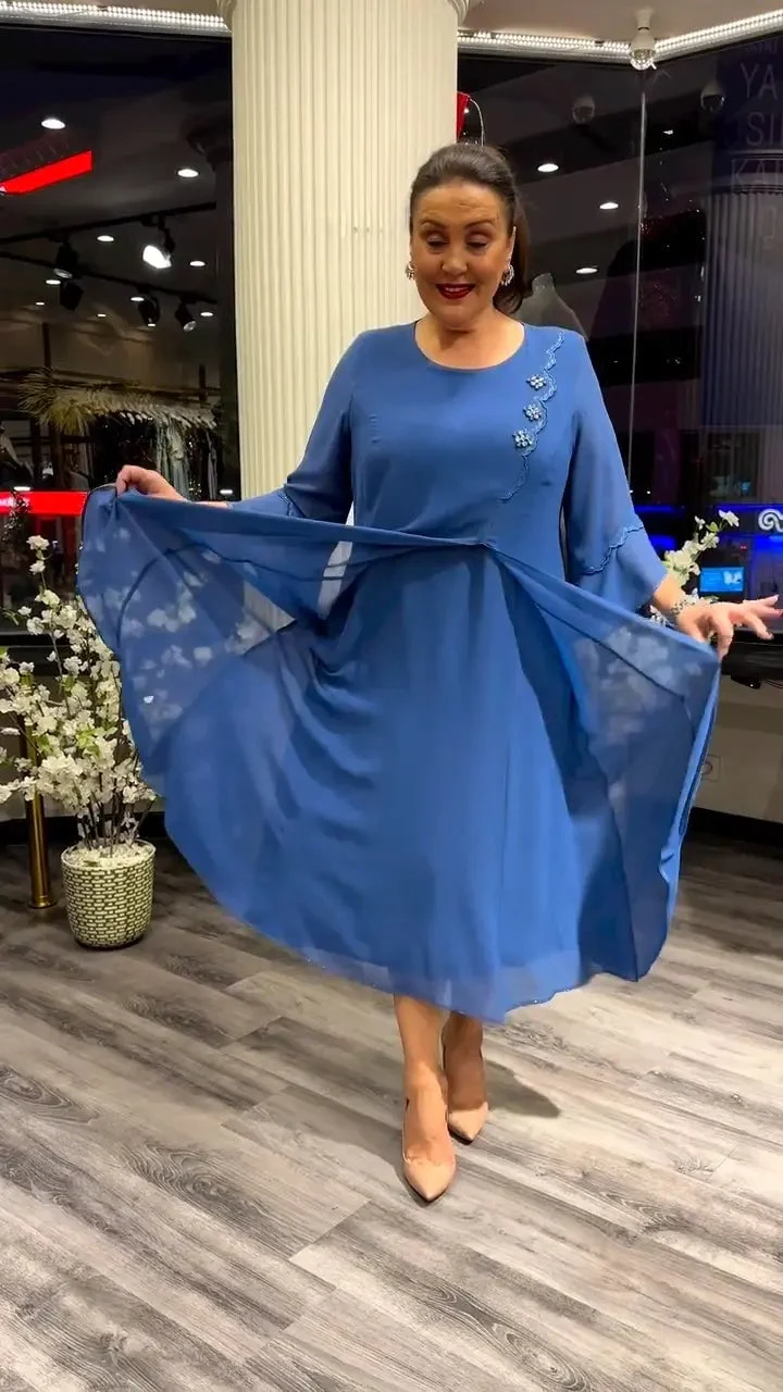 Women's chiffon solid color loose dress - Image 7