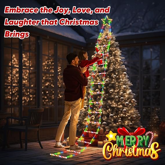 🎄Christmas Decorative Ladder Lights with Climbing Santa Claus - Image 2