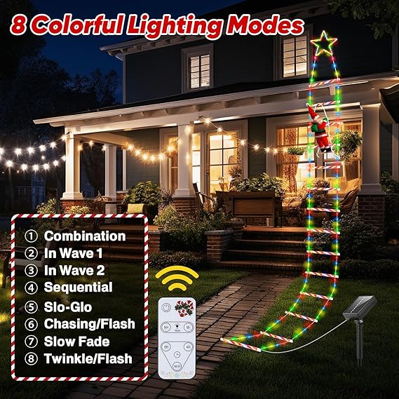 🎄Christmas Decorative Ladder Lights with Climbing Santa Claus - Image 3