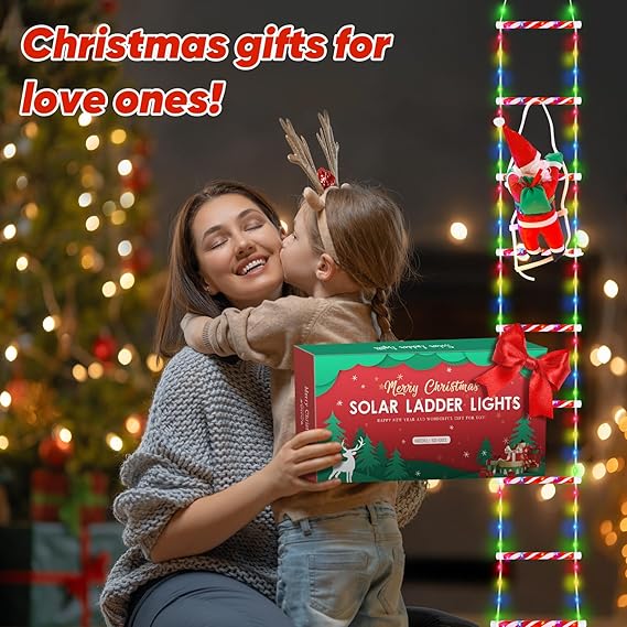 🎄Christmas Decorative Ladder Lights with Climbing Santa Claus - Image 7