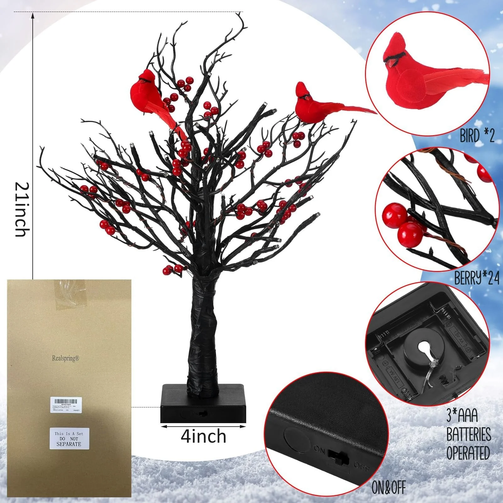 🎄Christmas Lighted Mini LED Tree With Red Berries - Image 6