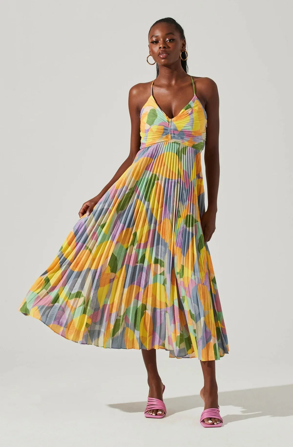 Casual Pleated Print Dress - Image 4