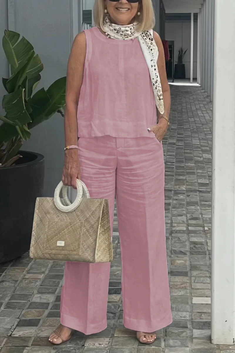 Cotton and linen sleeveless suit - Image 9
