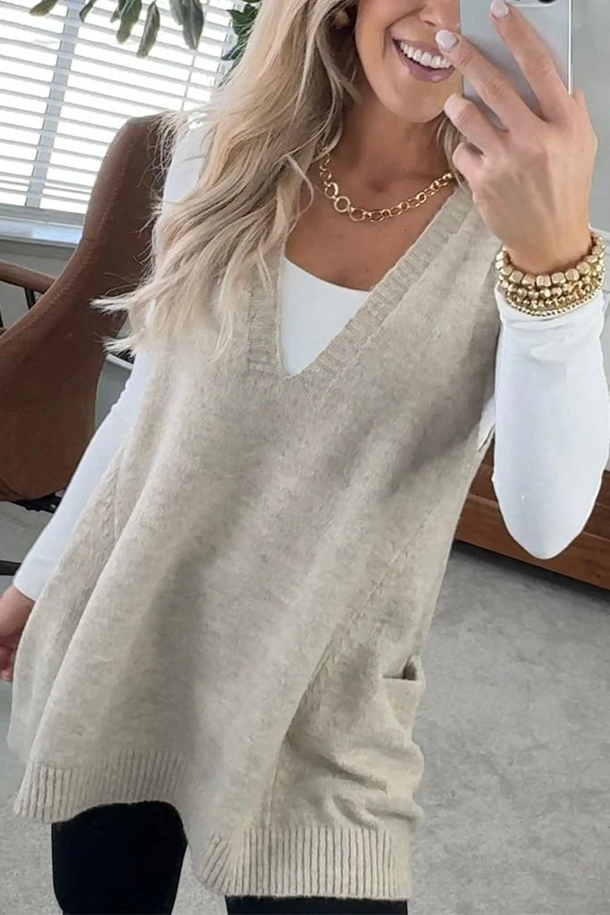 Cozy Pocket Sweater Vest-Buy 2 Free Shipping - Image 2