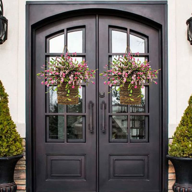 Cream Hydrangea Door Hanger Basket Wreath - Image 11