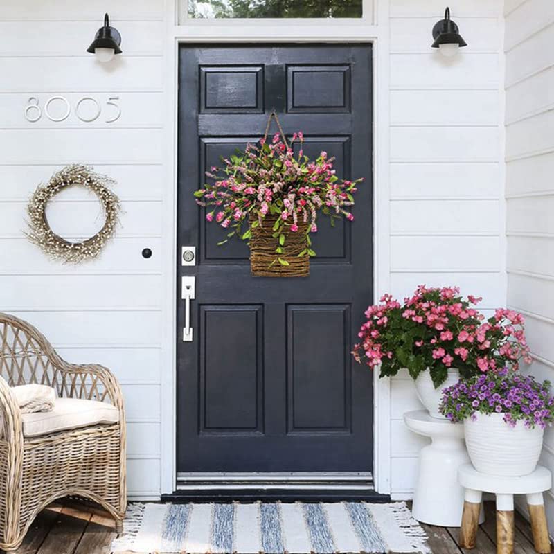 Cream Hydrangea Door Hanger Basket Wreath - Image 13