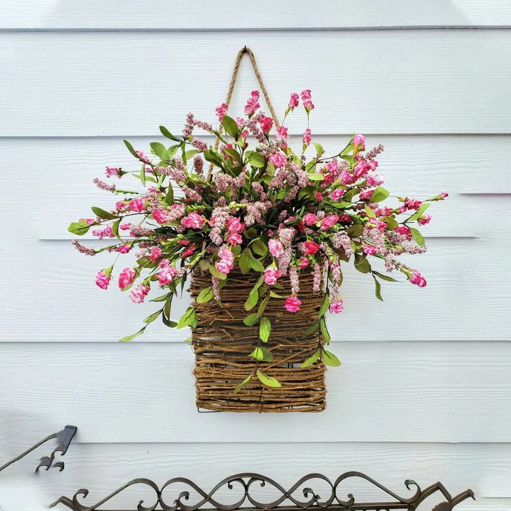 Cream Hydrangea Door Hanger Basket Wreath - Image 22