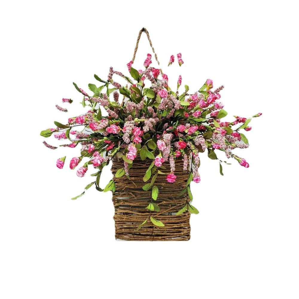 Cream Hydrangea Door Hanger Basket Wreath - Image 24
