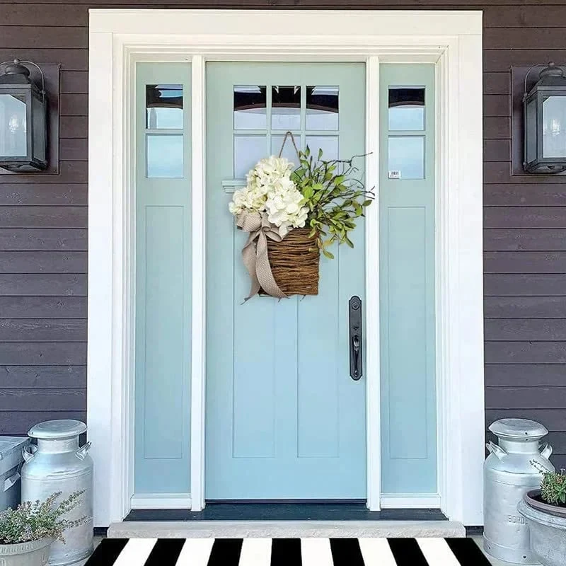 Cream Hydrangea Door Hanger Basket Wreath - Image 9
