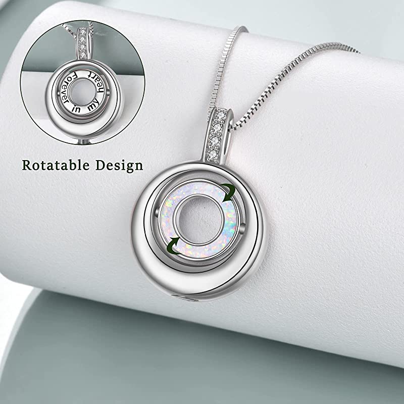 Created Opal Cremation Jewelry for Ashes 925 Sterling Silver Urn Necklaces Urn Jewelry for Human Ashes of Love One - Image 4