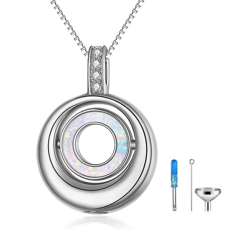 Created Opal Cremation Jewelry for Ashes 925 Sterling Silver Urn Necklaces Urn Jewelry for Human Ashes of Love One - Image 8