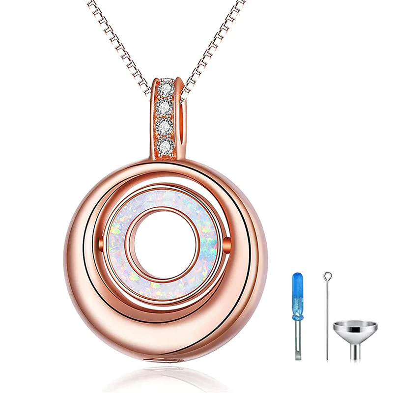 Created Opal Cremation Jewelry for Ashes 925 Sterling Silver Urn Necklaces Urn Jewelry for Human Ashes of Love One - Image 9