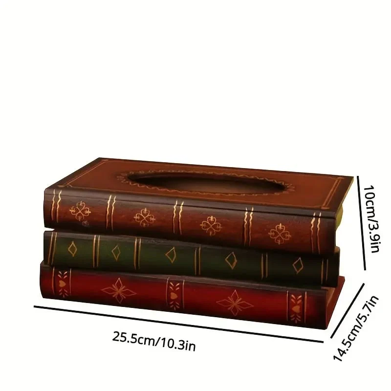 Creative Retro Wooden Book Shape Tissue Box - Image 11