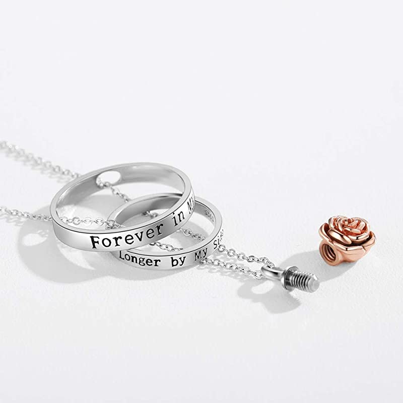 Cremation Jewelry 925 Sterling Silver Sunflower Rose Paw Urn Necklace for Ashes - Image 10