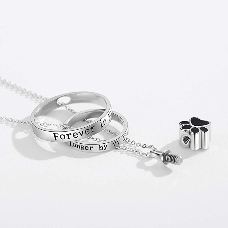 Cremation Jewelry 925 Sterling Silver Sunflower Rose Paw Urn Necklace for Ashes - Image 16
