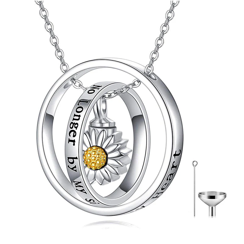 Cremation Jewelry 925 Sterling Silver Sunflower Rose Paw Urn Necklace for Ashes - Image 19