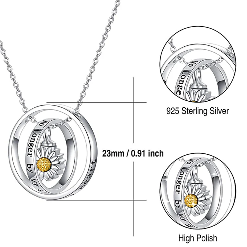 Cremation Jewelry 925 Sterling Silver Sunflower Rose Paw Urn Necklace for Ashes - Image 6