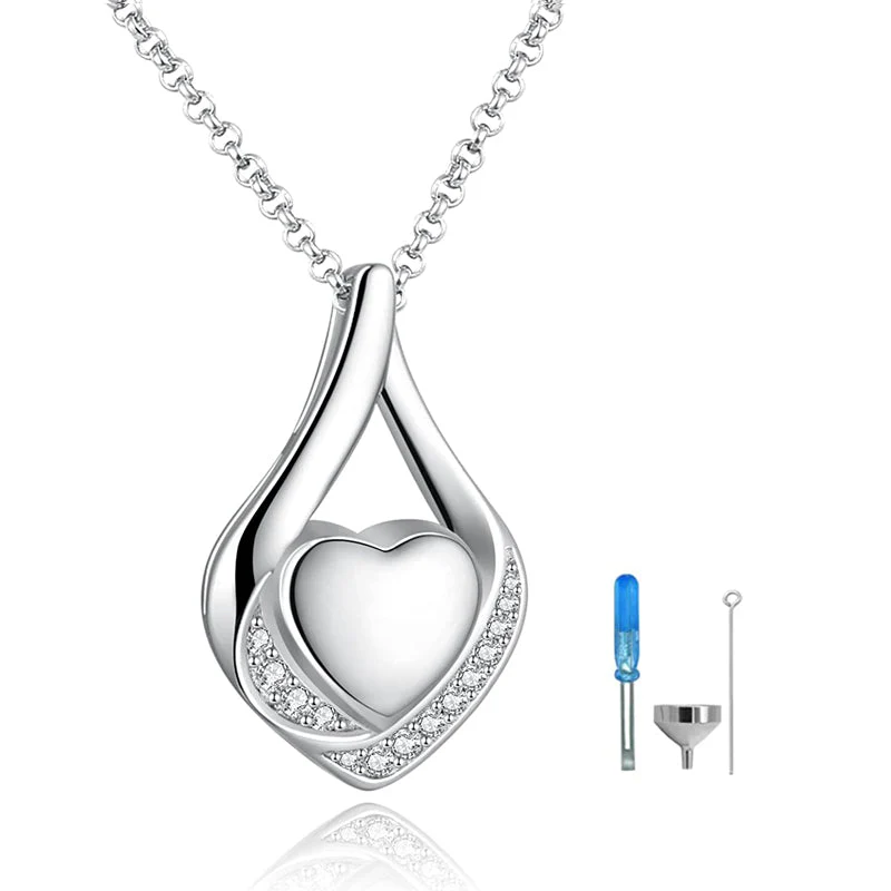 Cremation Jewelry 925 Sterling Silver Teardrop Urn Necklace For Ashes Heart Shape Memorial Keepsake Pendant For Ashes - Image 11