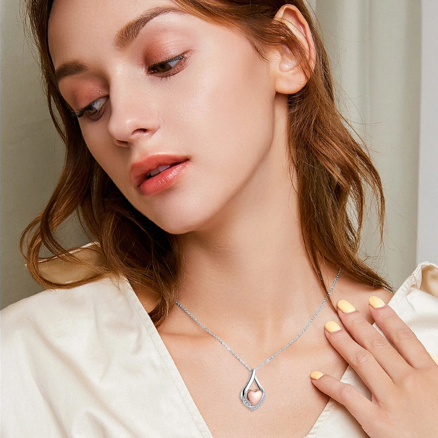 Cremation Jewelry 925 Sterling Silver Teardrop Urn Necklace For Ashes Heart Shape Memorial Keepsake Pendant For Ashes - Image 2