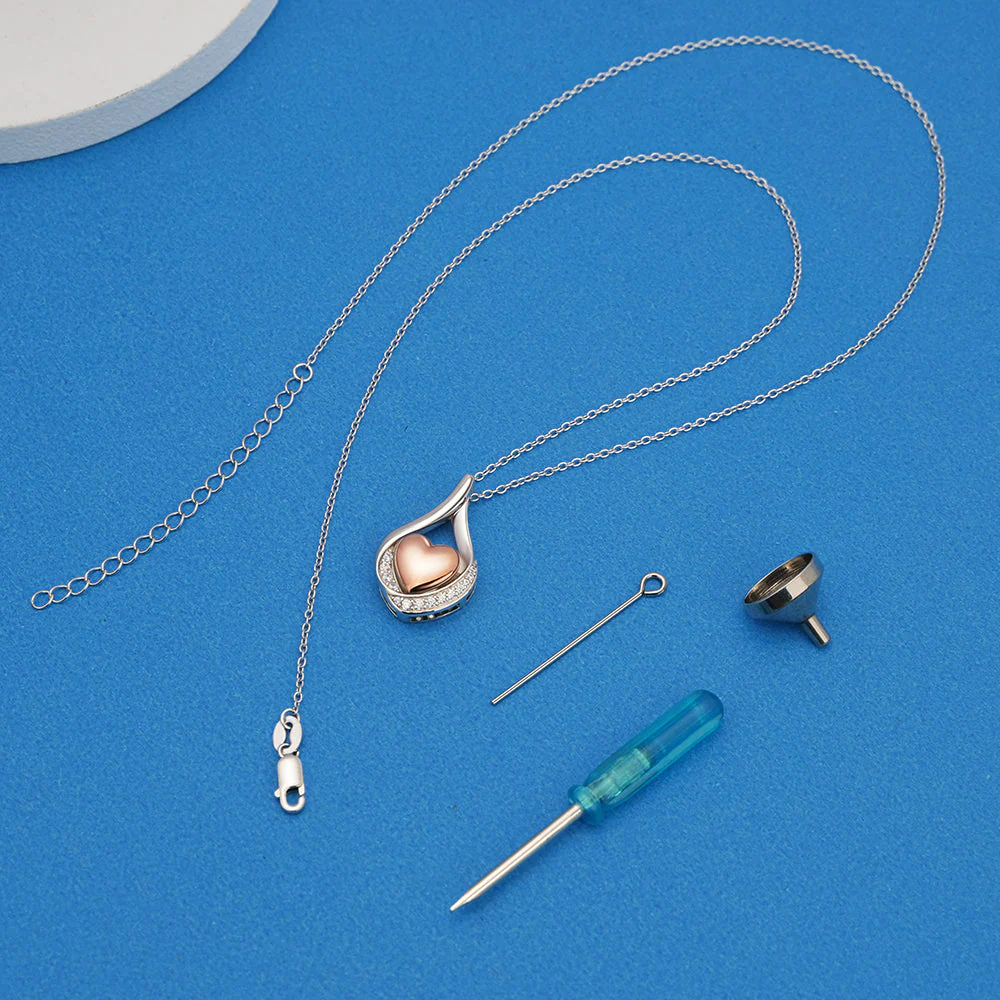 Cremation Jewelry 925 Sterling Silver Teardrop Urn Necklace For Ashes Heart Shape Memorial Keepsake Pendant For Ashes - Image 9