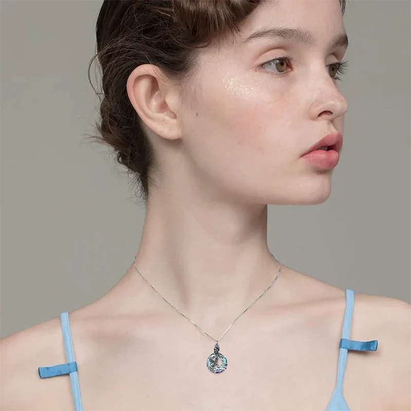 Cremation Jewelry Sterling Silver Eagle Urn Necklace for Ashes with Blue Circle Crystal Memorial Keepsake w/Funnel Filler Memorial Jewelry - Image 12