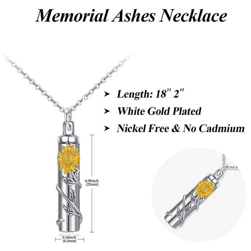 Cremation Jewelry Sterling Silver Sunflower Rose Daisy Flower Urn Necklace for Ashes Memorial Keepsake Jewelry for Women Friends - Image 3