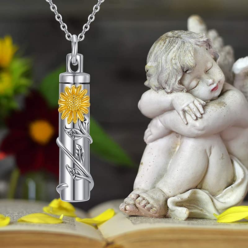 Cremation Jewelry Sterling Silver Sunflower Rose Daisy Flower Urn Necklace for Ashes Memorial Keepsake Jewelry for Women Friends - Image 4