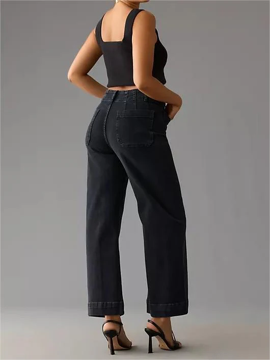 Tummy Control Cropped Wide-Leg Jeans(BUY 2 FREE SHIPPING) - Image 15