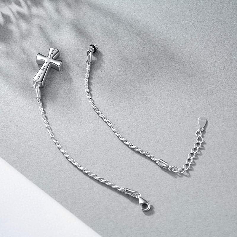 Cross Urn Bracelet Dog Paw Urn Bracelet Sterling Silver Always in My Heart Cremation Keepsake Bracelet w/ Funnel Filler - Image 3