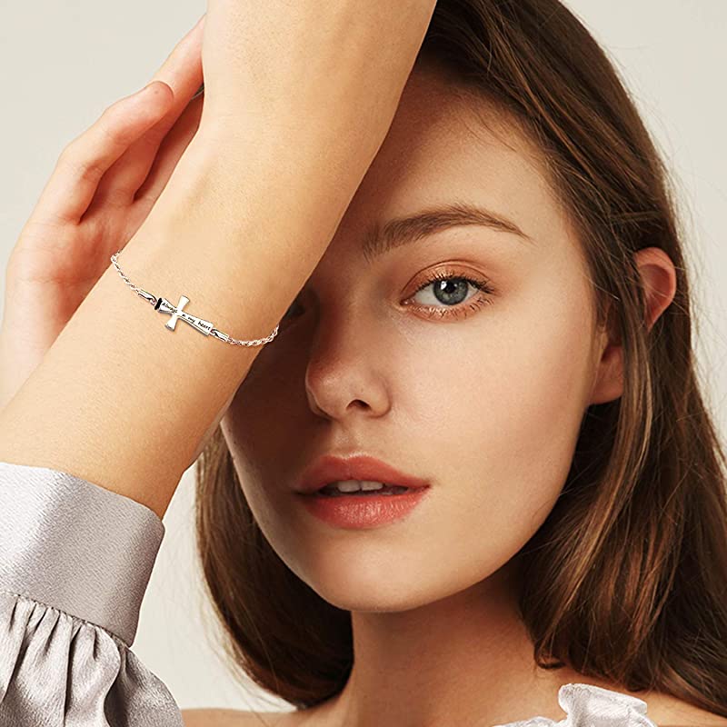 Cross Urn Bracelet Dog Paw Urn Bracelet Sterling Silver Always in My Heart Cremation Keepsake Bracelet w/ Funnel Filler - Image 5