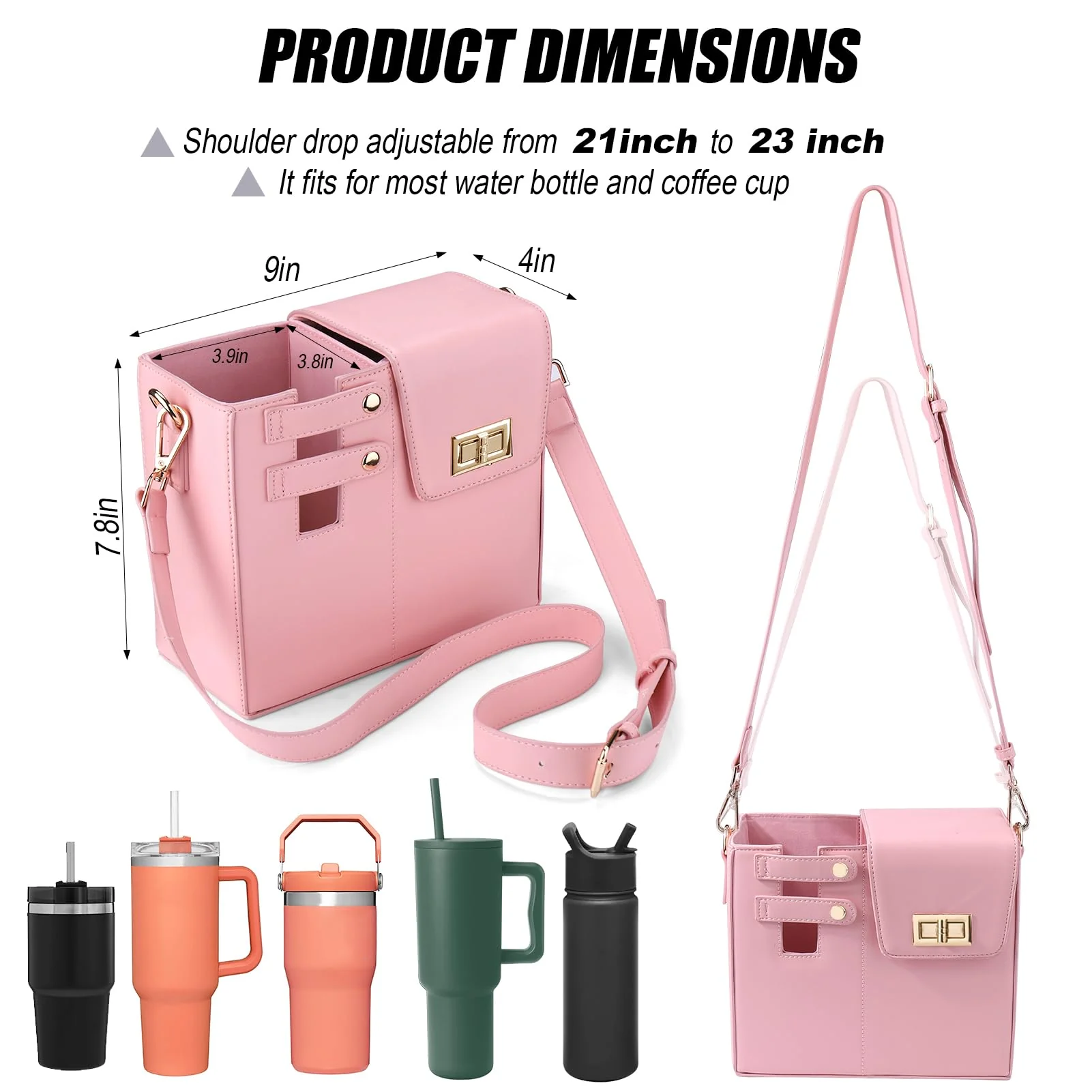 Crossbody Bag with Sports Water Bottle Holder For Women - Image 3