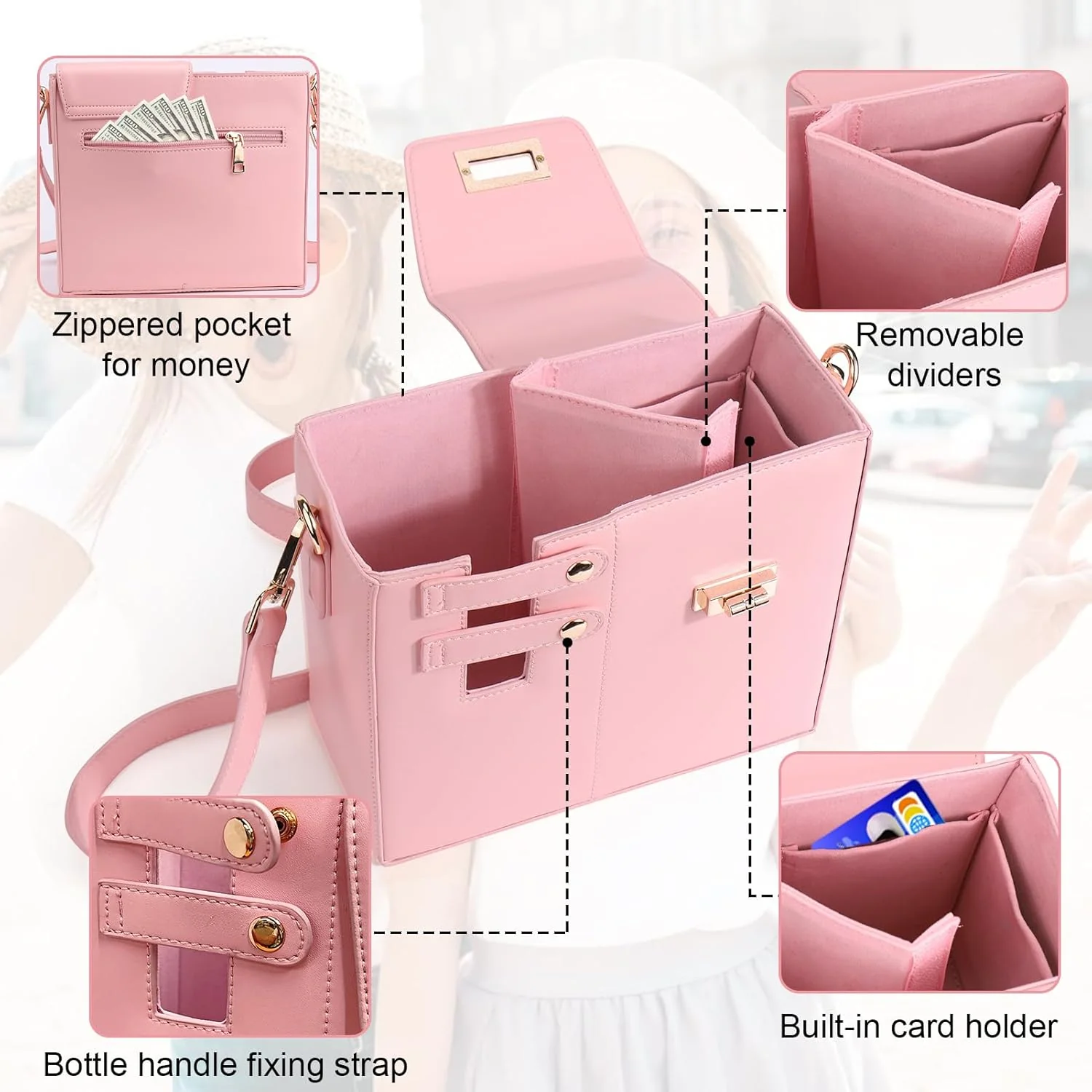 Crossbody Bag with Sports Water Bottle Holder For Women - Image 4