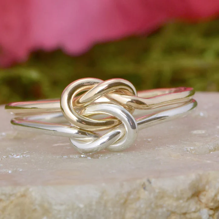Double Knot Ring Knot Promise Ring Gold Filled Ring Two Toned Ring Gifts For HerTwo Love Knots Love Knot Ring - Image 4