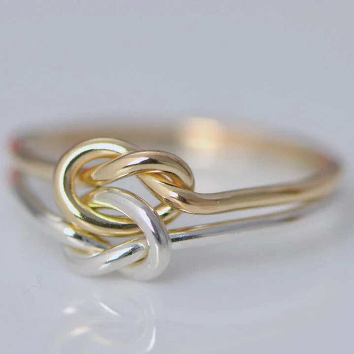 Double Knot Ring Knot Promise Ring Gold Filled Ring Two Toned Ring Gifts For HerTwo Love Knots Love Knot Ring - Image 5