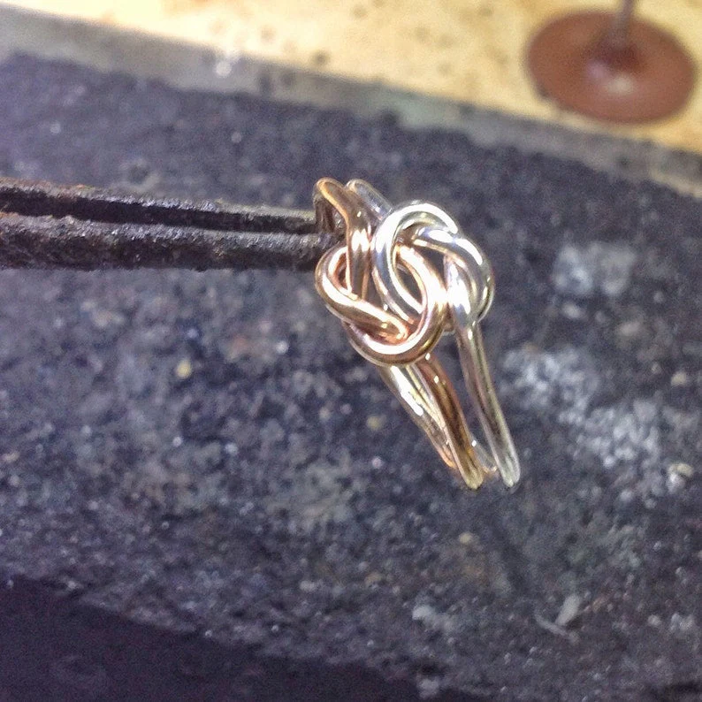 Double Knot Ring Knot Promise Ring Gold Filled Ring Two Toned Ring Gifts For HerTwo Love Knots Love Knot Ring - Image 7