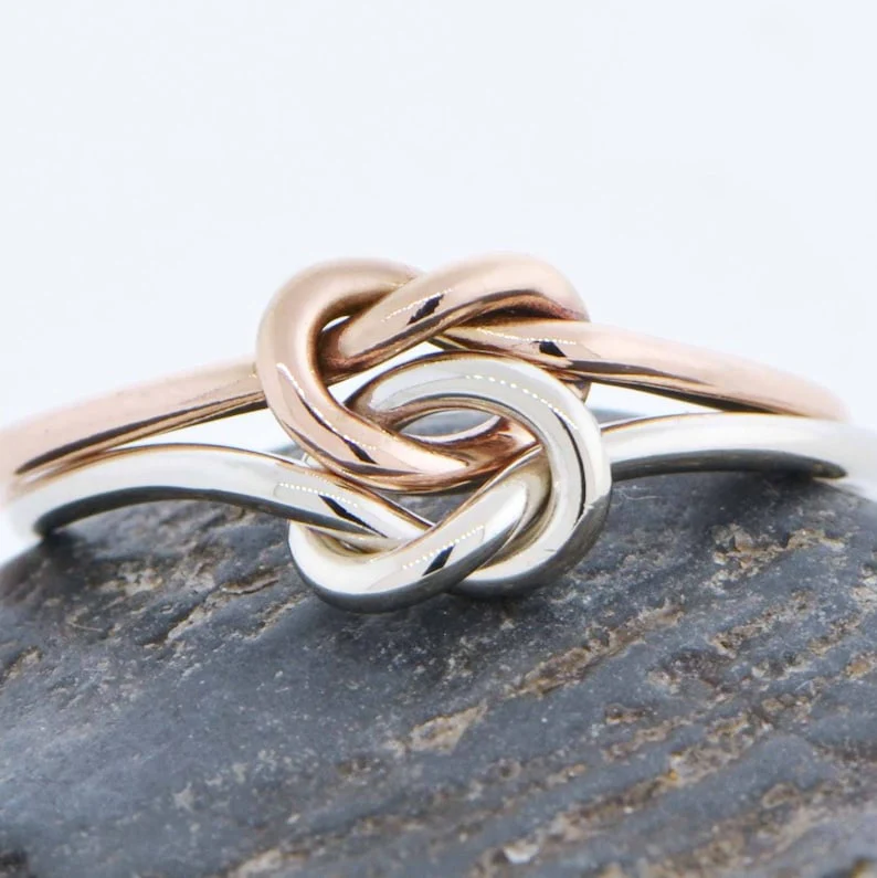 Double Knot Ring Knot Promise Ring Gold Filled Ring Two Toned Ring Gifts For HerTwo Love Knots Love Knot Ring - Image 8